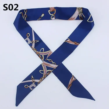 100 colors Emulation Silk Leopard Small Bag Handle headband Scarf Women Fashion Luxury Brand Hair Tie Ribbon Scarf 3