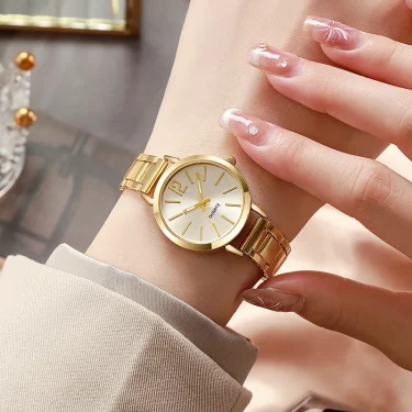 MAYZHISU Women's Wristwatch Simple Round Stainless Ladies Watches Gold Color Bracelet Quartz Watch Fashion Female Clock Gifts 2