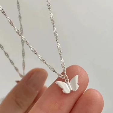 925 Sterling Silver Butterfly Necklace Simple Style Charm Animal Shape Pendant Choker Birthday Party Gift Women's Fine Jewelry 4
