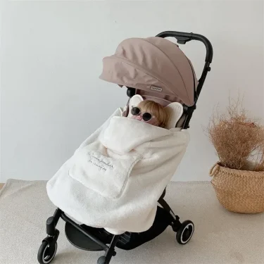Embroidered Baby Stroller Cover Windproof Fleece Blanket Baby Bedding Warm Winter Comforter Infant Cloak Nap Outwear 1
