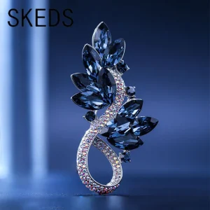 SKEDS Luxury Elegant Women Girls Rhineston Glass Brooches Pins High Quality Exquisite Lady Shining Suit Office Jewelry Corsage 1