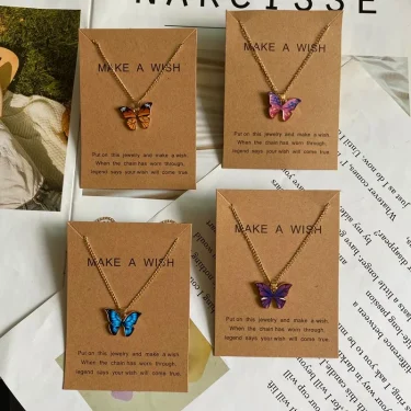 Fashion Women Necklace Korea Style New Butterfly Pendant Necklace Gift For Girl Cute Lovely Neck Jewelry Wholesale Dropshipping 2