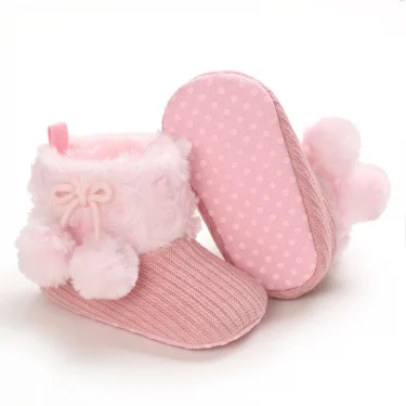 Winter Snow Baby Boots Newborn Warm Booties Soft Sole First Walkers Shoes for Baby Girls Infant Shoes Toddler 0-18Months 4