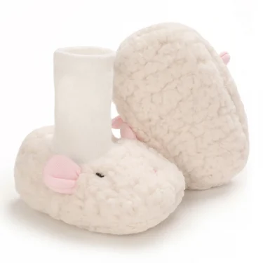 Winter Thickened Baby Cotton Shoes Cute Plush Sheep Snow Boots Soft, Comfortable, Warm, and Casual Walking Shoes 4