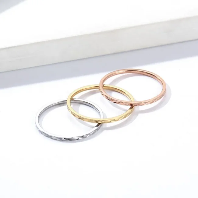 1mm Thin Stackable Ring Stainless Steel Faceted Knuckle Midi Ring for Women Girl Size 3-10 3
