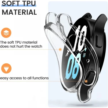 Protector Case For Samsung Galaxy Watch 4 5 6 7 40mm 44mm Cover Coverage Silicone TPU Bumper Screen Protection Full Accessories 3