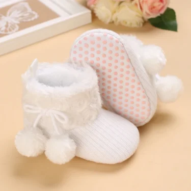 Winter Snow Boots For Newborn Baby Girls Booties Keep Warm Plush Inside Anti-slip Baby Infant Toddler Cute Soft Bottom Shoes 3