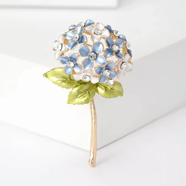 New Enamel Hydrangea Brooches for Women Unisex Rhinestone Flower Pins Event Party Backpack Decoration Clothes Accessories 1