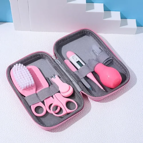 8pcs Newborn Baby Health Care Kit Nail Hair Thermometer Grooming Brush Nose Inhaler Kit Infant Safety Care Set Baby Essentials 1