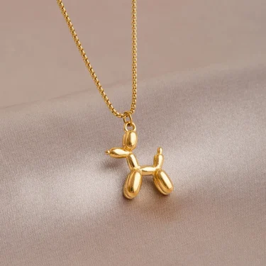 Silver Color Cute Animal Balloon Dog Necklaces Creative Pendant Clavicle Chain Necklace Ladies Girl Jewelry 1