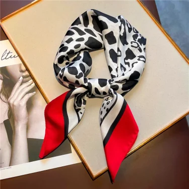 70cm Square Luxury Silk Scarf Ladies Leopard Print Headband Small Hair Scarves Band Female handkerchief Scarves 5