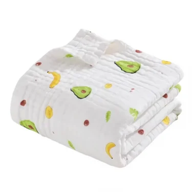 Environmental Breathable Newborn Baby Cotton Gauze Printed Muslin Swaddle Blanket 6 Layers Baby Bath Towel 5