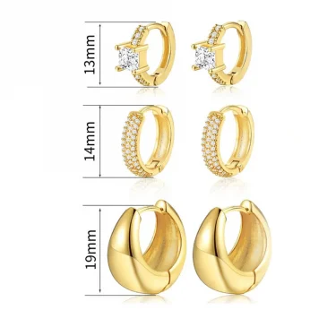 14K Gold Plated Copper Earrings Set Hypoallergenic Dainty Gold Hoop Earrings for Women Trendy Earring Stacks for Sensitive Ears 4