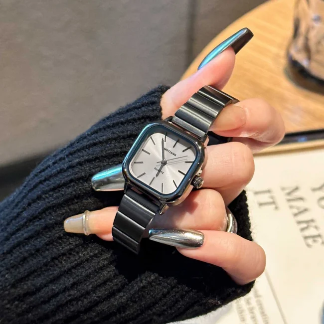 Hot Sale Luxury Brand Black Watch Women Fashion Quartz Watches Ladies Adjustable Stainless Steel Strap Wristwatches Reloj Mujer 2