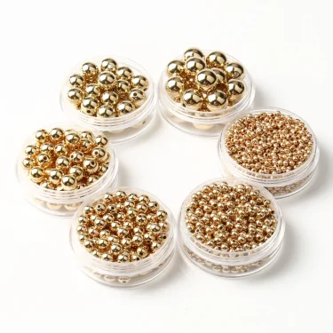 3/4/6/8/10/12mm Round Spacer Beads CCB Gold Silver Color Smooth Loose Ball Beads for Bracelet DIY Jewelry Making Accessories 2
