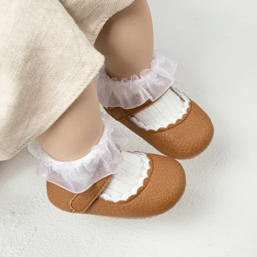 Meckior Baby Boys Girls Shoes Infant Leather Rubber Sole Anti-slip Toddler First Walkers Crib Shoes Newborn Girl Princess 5