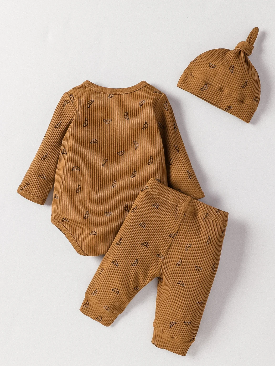 Baby Boys Newborn Soft Long Sleeve Open Stitch 2pcs Pantsuits Casual Daily For Autumn +Hat 2
