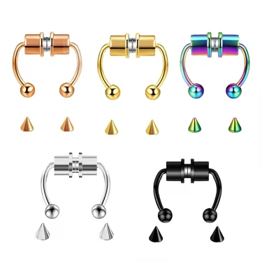 Fake Piercing Nose Ring Hoop Septum Non Piercing Nose Clip Rock HipHoop Stainless Steel Magnet Fashion Punk Body Women Jewelry 1
