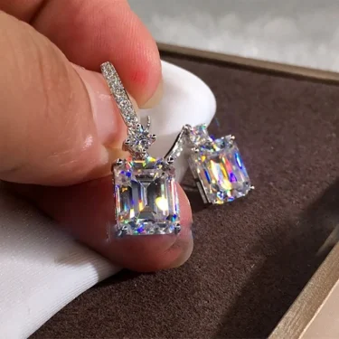 Luxury Fashion Silver Color Inlaid Zircon Stones Drop Earrings for Women Wedding Bridal Engagement Earring Jewelry Gift 2