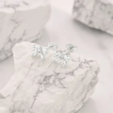 Aide 925 Sterling Silver Sweet Bow Mariquesa Zircon Piercing Stud Earrings For Women K Gold Elegant Bohemian Jewelry Party Gift 5