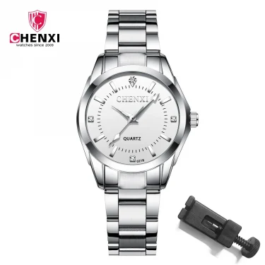 CHENXI Ladies Watch For Women Fashion Silver Clock Stainless Steel Quartz Wrist Watches for Women Waterproof Relogio Feminino 1
