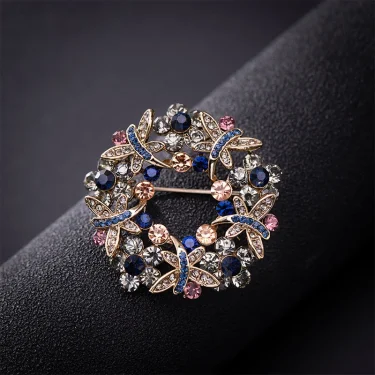High-end exquisite temperament wreath color rhinestone brooch hollow inlaid zircon brooch 2