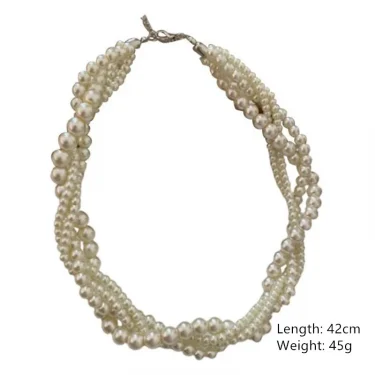 Korean Style Twining Pearl Choker Necklaces for Women Geometric Necklaces Weddings Bride Jewelry Accessories 6