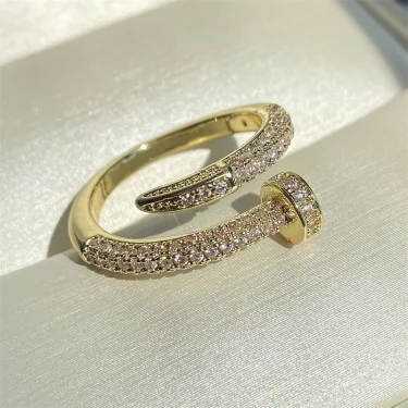 UILZ Women Adjustable Nail Ring Korean Fashion Punk Cubic Zirconia Ring Daily Simple Jewelry 5