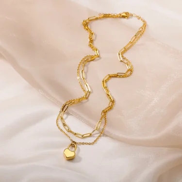 316L Stainless Steel Multilayer Heart Necklace For Women Girls Goth Gold Color Clavicle Chain Charm Choker Jewelry Birthday Gift 5