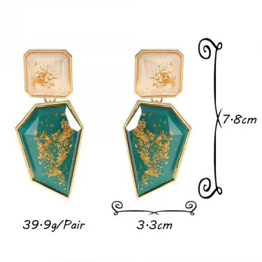 Fashion Irregular Resin Stone Big Dangle Earrings for Women Geometric Transparent Crystal Pendant Earrings Statement Jewelry 6