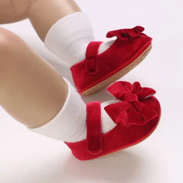 Spring and Autumn Girl Baby Shoes Classic Fashion Red Theme Cute Bow Princess Shoes Rubber Sole Anti slip Comfortable Walking Sh 6