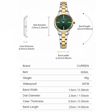CURREN-Women's Simple Dial Wristwatch, Elegant and Charming Bracelet Quart Watches for Lady, Fashion Brand 2