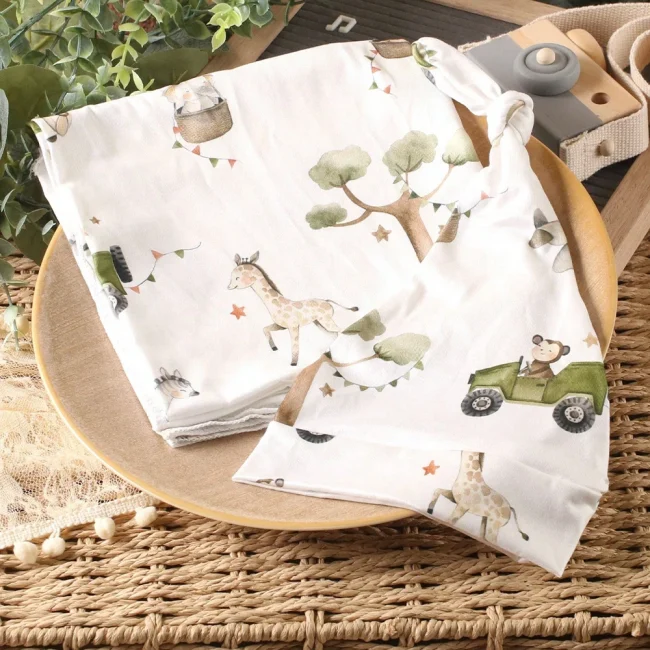 Ylsteed Bear Print Newborn Photography Wrap Blankets Matching With Hats Infant Photography Props Cartoon Picture Shoot Swaddle 4