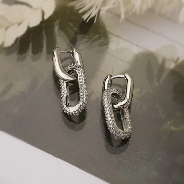 Retro Double Loop Design Drop Earrings Gold Color Geometric Round Hoop Earrings for Women Girls Punk Hip Hop Fashion Jewelry 3