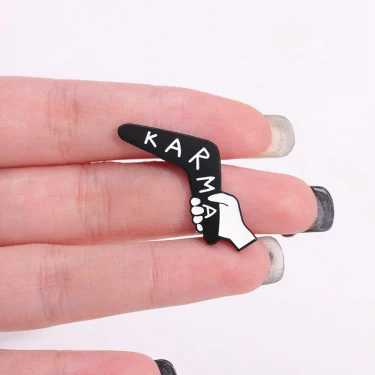 Karma Enamel Pins Buddhist Terminology Boomerang Badge Backpack Lapel Pin Creative Metal Brooches Faith Jewelry Gift For Friends 5
