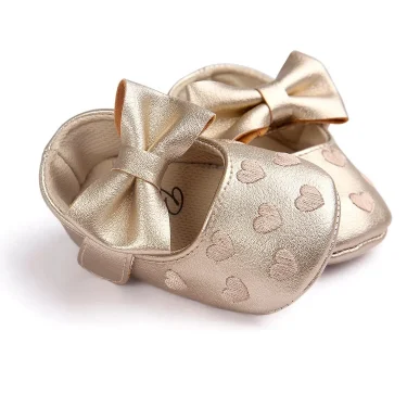 Meckior Baby Shoes Classic Dress Cute Bow-knot Heart Anti-slip Soft Sole First Walkers Infant Baby Girls Toddler Shoes 0-18m 6