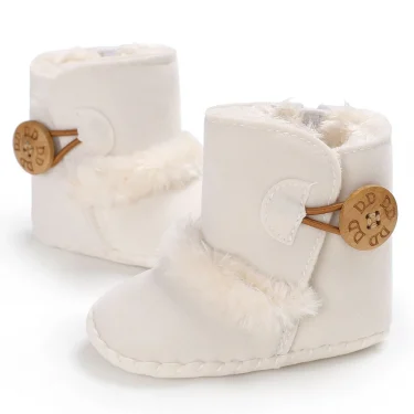 Baby Autumn Winter Boots Baby Girl Boys Winter Warm Shoes Solid Fashion Toddler Fuzzy Balls First Walkers Kid Shoes 0-18M 3