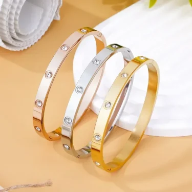 LATS Non-fading Stainless Steel Cubic Zirconia Bracelet for Women Men Couple Holiday Gift Party Everyday Fashion Jewelry 5