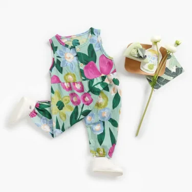Sanlutoz Flowers Baby Girls Bodysuits Sleeveless Summer Baby Bodysuit Cotton Baby Clothing for Newborn 3