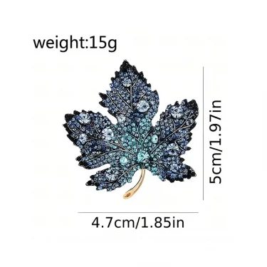 Trendy Red Maple Leaf Metal Brooches For Women Men Crystal Plant Brooch Party Birthday Winter Jewelry 6