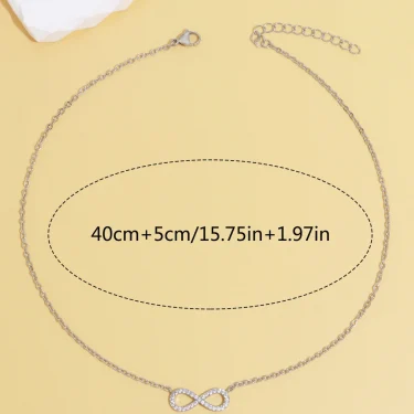 Fashion Simple Stainless Steel Infinity Pendant Necklace for Women Classic Lucky Zircon Love You Forever Jewelry Birthday Gift 6