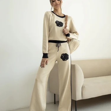 Casual Knitted Two Piece Women Sets Floral Sweater Matching Sets Knit Tracksuit Women Two Piece Set 2 Piece Winter Set For Women 5