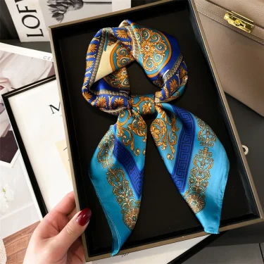 Luxury Temperament 70X70cm Square Scarf Silk Scarf Print Scarf Kerchief Popular Silk Scarves Bandanna Suit Scarf Tie Neck Bag 3