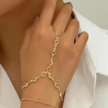 Fashion Multilayer Bracelet Ring Crystal Luxury Finger Bracelet Hot Seles Women Wed Bridal Jewelry Finger Chain Couple Bracelet 1