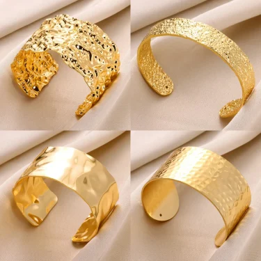 Classic Wrinkle Texture Openning Bangle Bracelet For Women Exquisite Cuff Bracelet Stainless Steel Hand Ornament Punk Jewelry 1