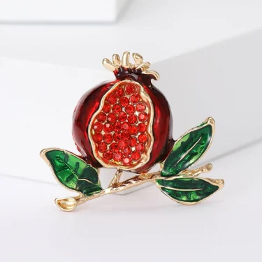 Beaut&Berry Enamel Pomegranate Brooches for Women Unisex 3-color Rhinestone fruits Party Casual Brooch Pin Gifts 4
