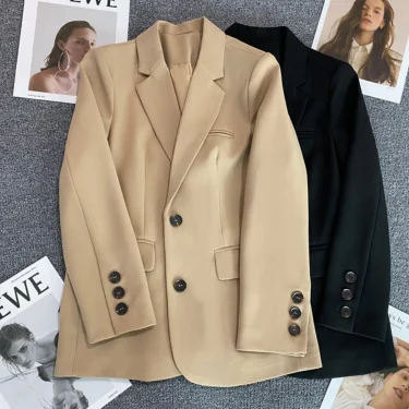 2024 Women Jacket New in Korean Fashion Small Suit Top Brown Suit Coat Clothes Loose Straight Temperament Slim Blazer for Women 4