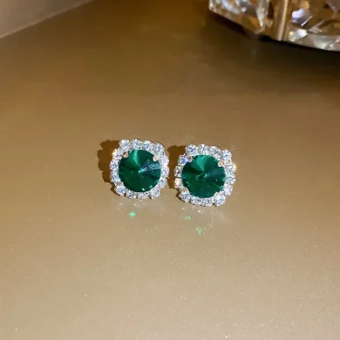 FYUAN Luxury Necklace Earrings Sets Green Crystal Necklace Women Weddings Bride Jewelry Accessories 5