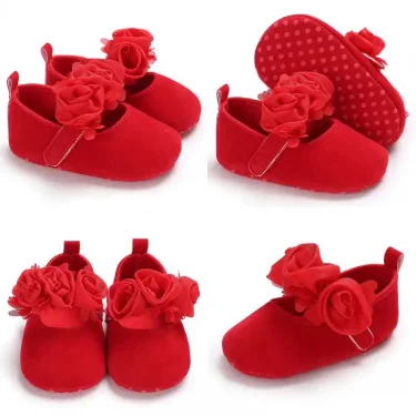 0-18 Months Red Girl Boy Newborn Baby Christmas Cute Cartoon Cotton Shoes Soft Sole Toddler Infant Walking Shoes 4