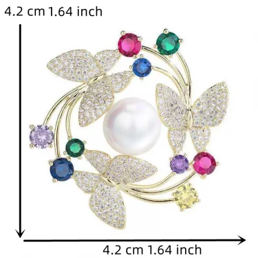 Elegant Women Girls Exquisite Fashion Crystal Pearl Flower Brooches Pins High-end Lady Rhinestone Suit Coat Accessories Jewelry 4